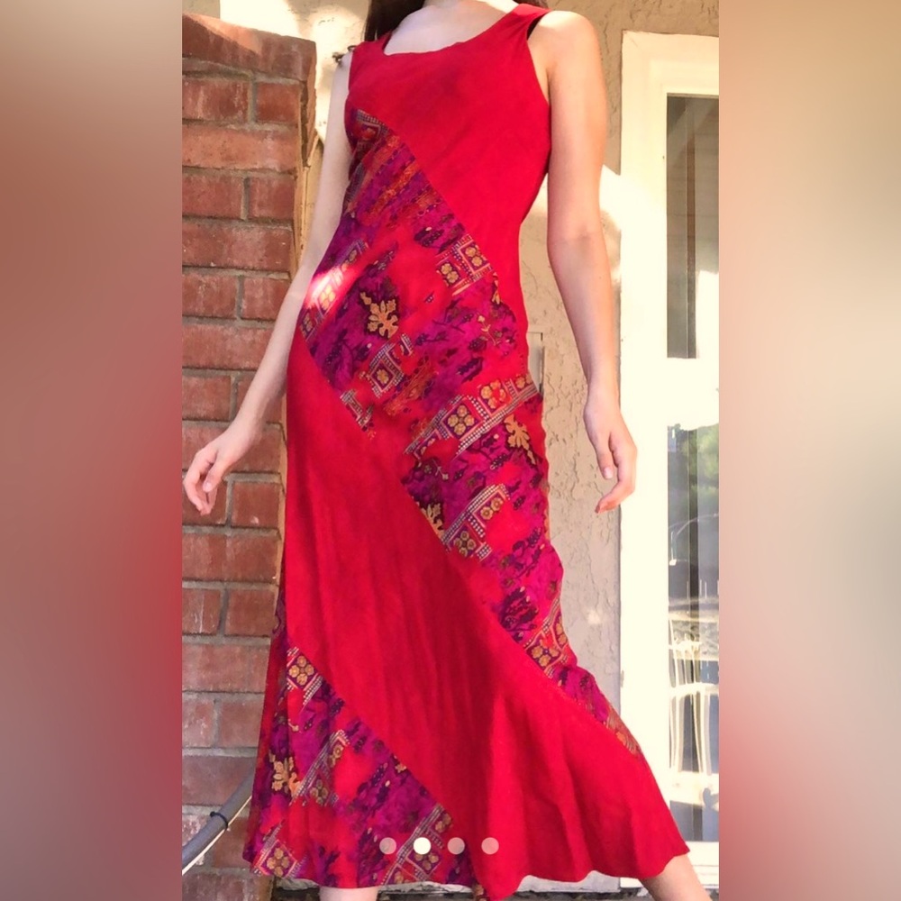 Elegant Red and Purple Women's Dress